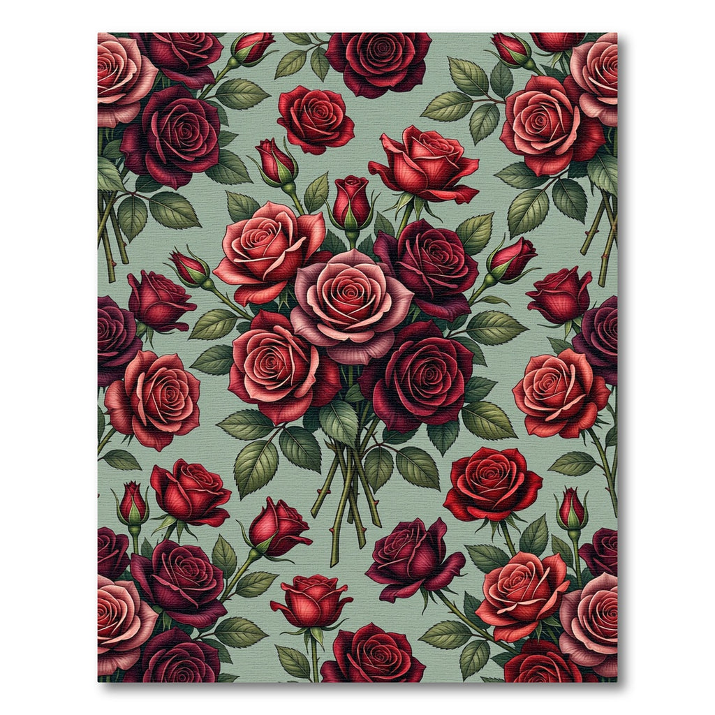 Deep Red Rose Botanical Garden Rug