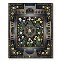 Midnight Floral Garden Iris Daffodil Tapestry Rug