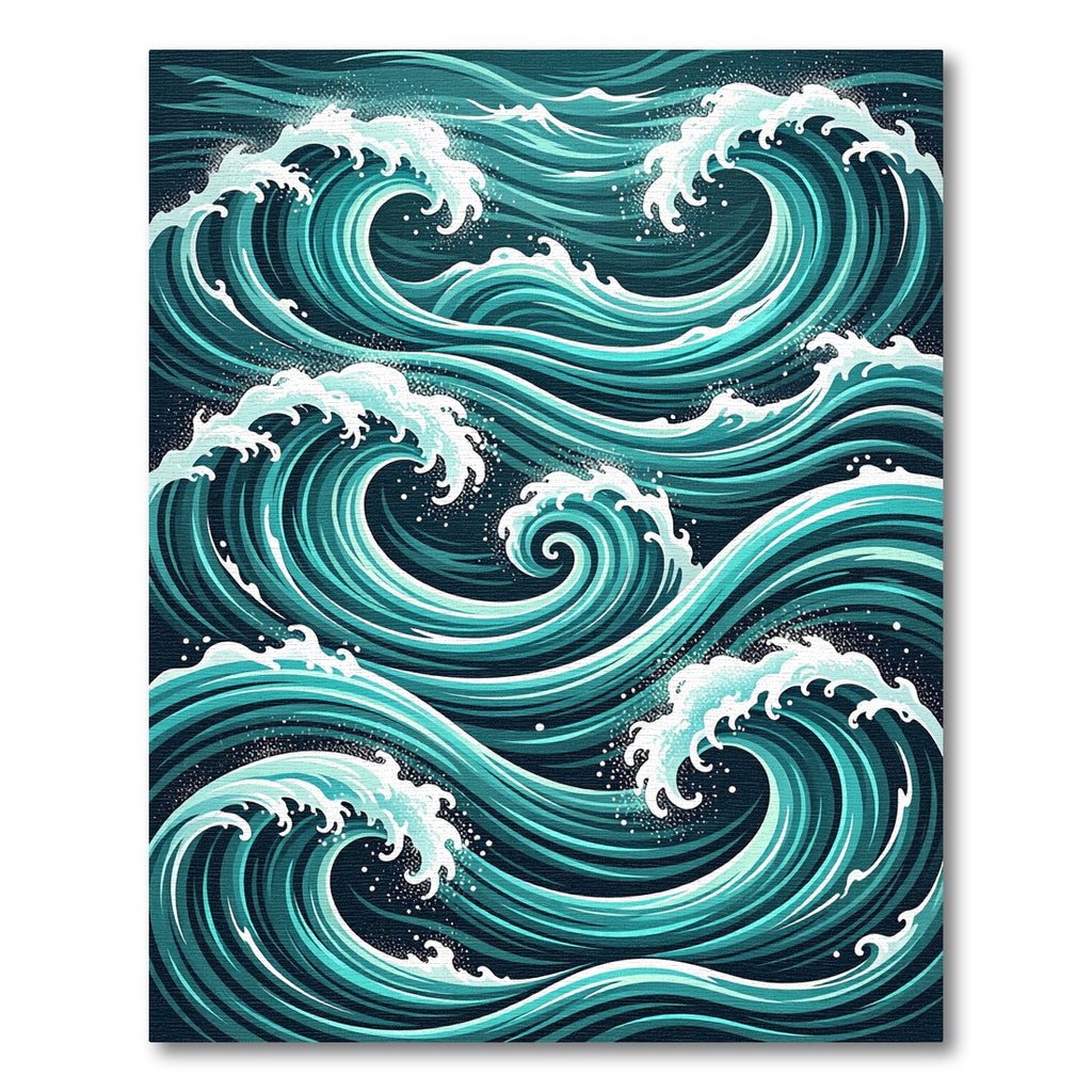 Dynamic Ocean Swell Teal Wave Art Rug