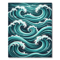 Dynamic Ocean Swell Teal Wave Art Rug