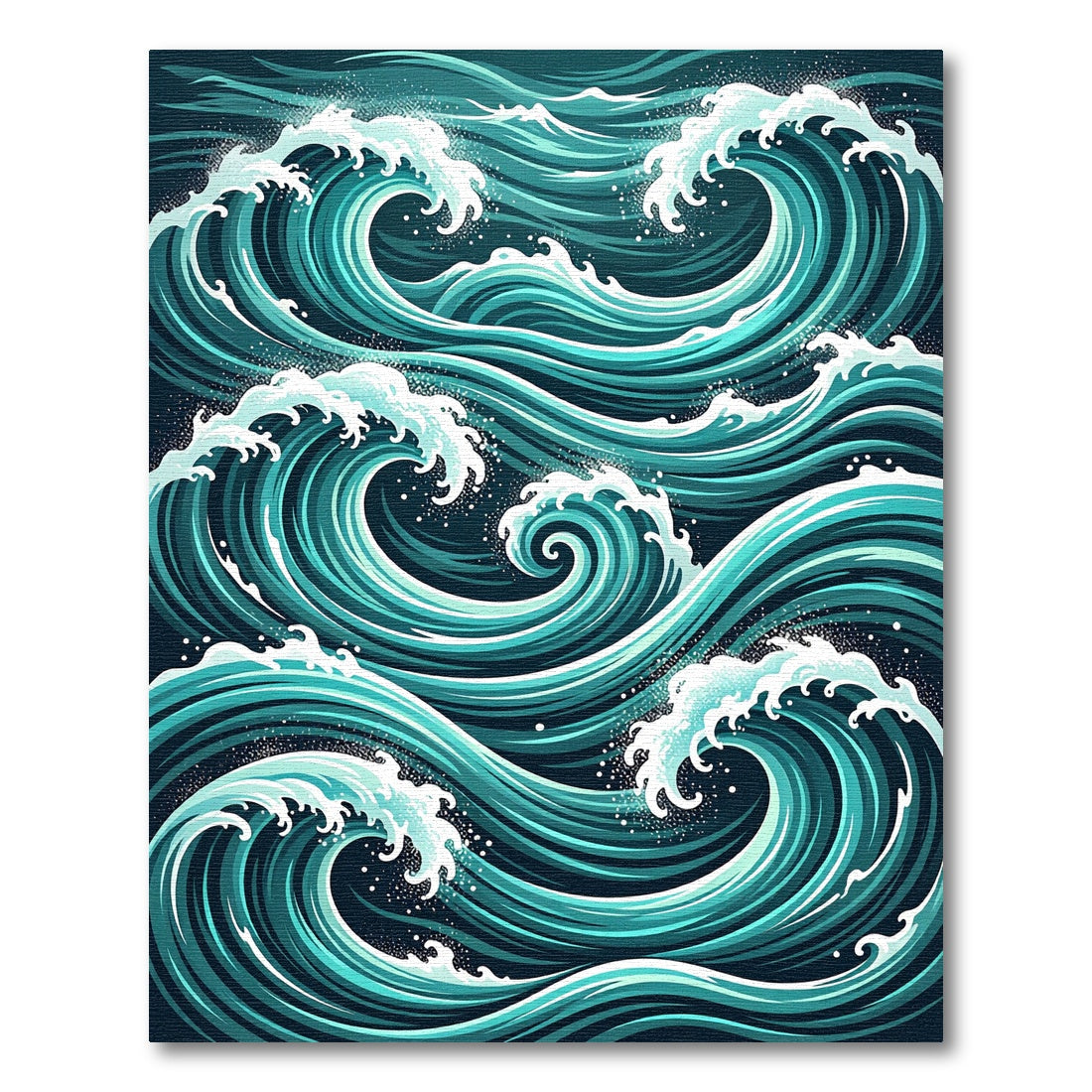 Dynamic Ocean Swell Teal Wave Art Rug