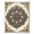 Ornate Ivory Floral Baroque Medallion Rug