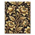 Elegant Gold Floral Vine Scroll Rug