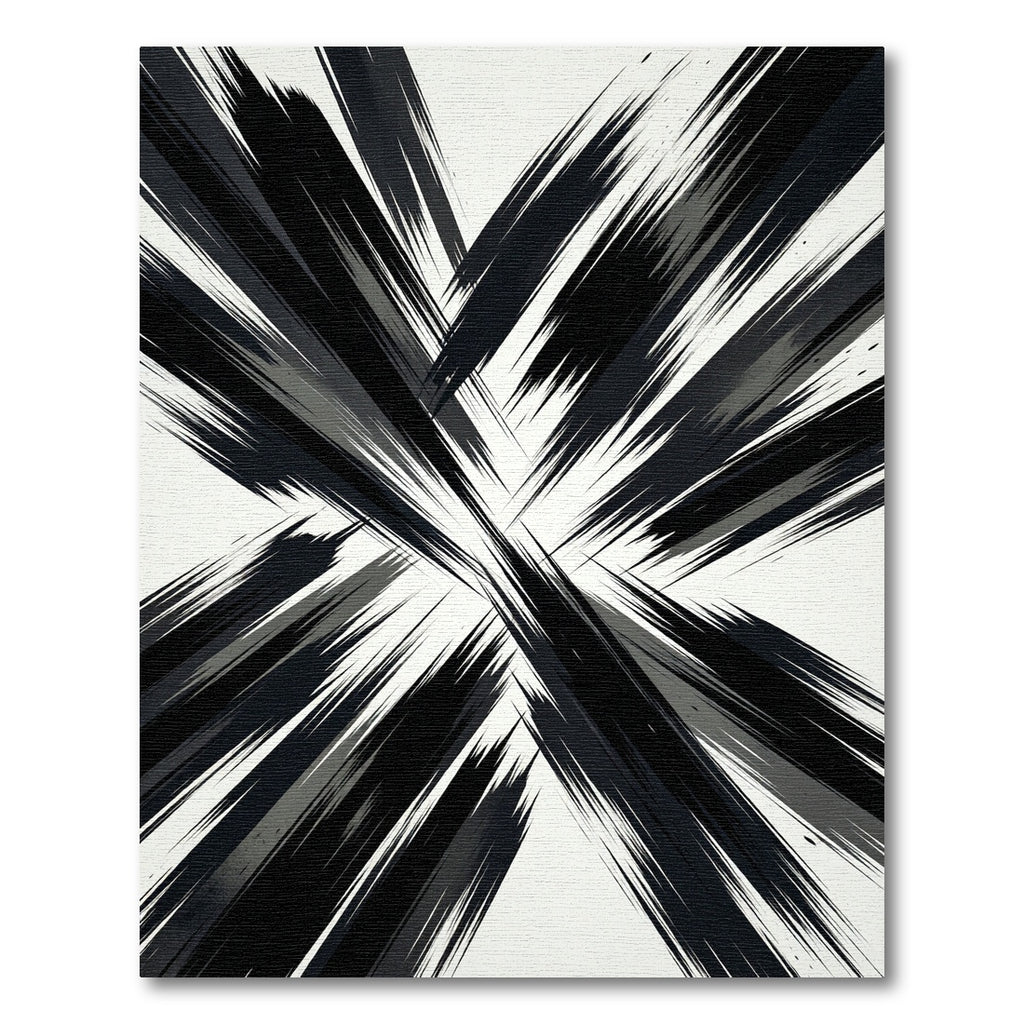 Monochromatic Abstract Black and White Radiant Sweep Rug
