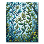 Lush Green Blue Enchanted Forest Vines Rug