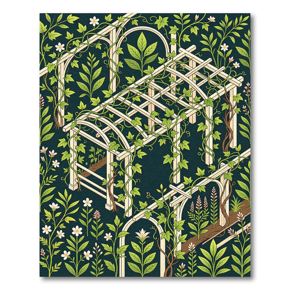 Midnight Trellis Botanical Garden Vine Rug