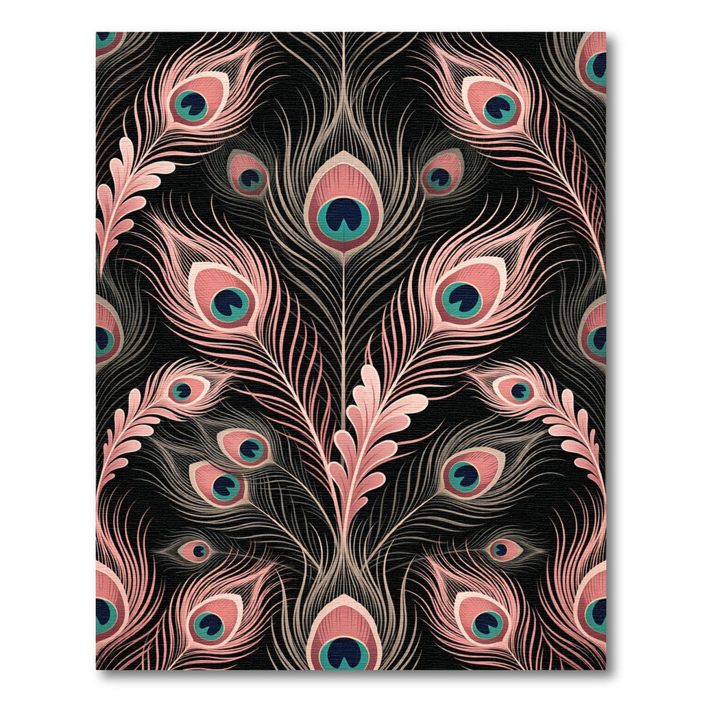 Elegant Blush Peacock Feather Art Rug