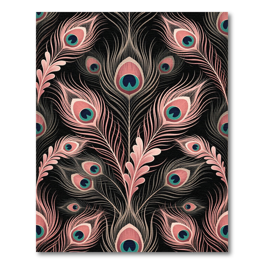 Elegant Blush Peacock Feather Art Rug