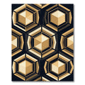 Gold Geometric Hexagon Abstract Art Rug