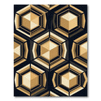 Gold Geometric Hexagon Abstract Art Rug