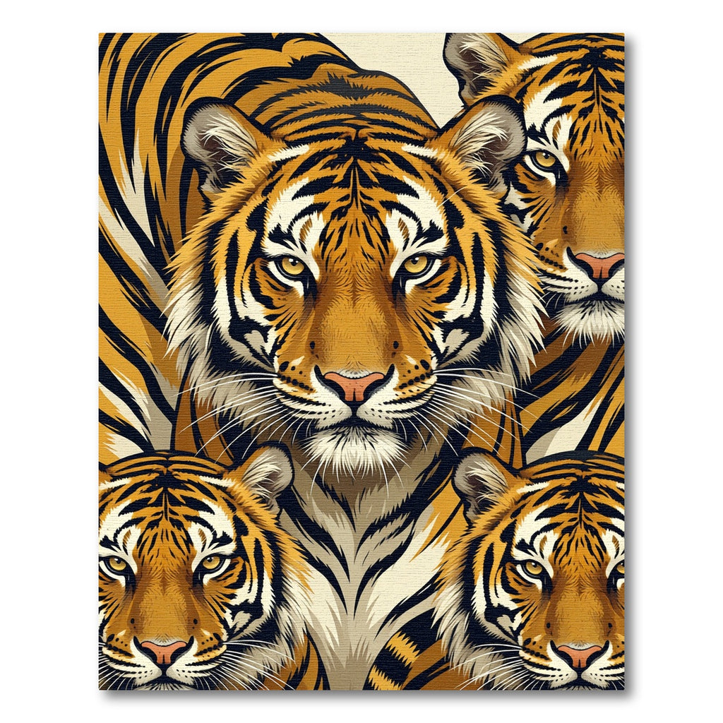 Bold Orange Black Tiger Collage Rug