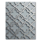 Elegant Silver Quatrefoil Filigree Geometric Rug