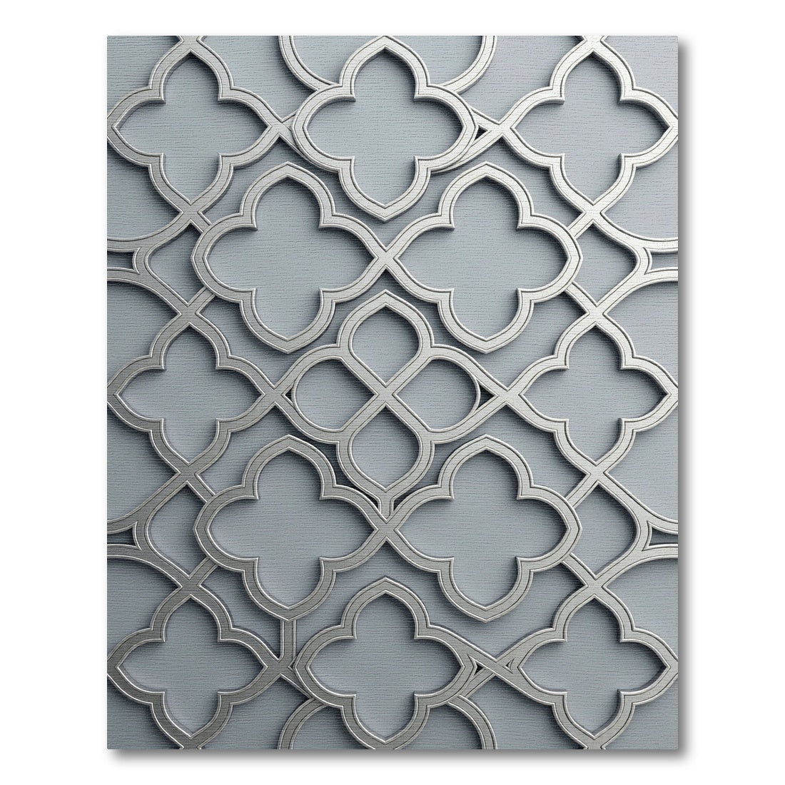 Elegant Silver Quatrefoil Filigree Geometric Rug