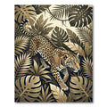 Jungle Leopard Tropical Leaf Portrait Rug