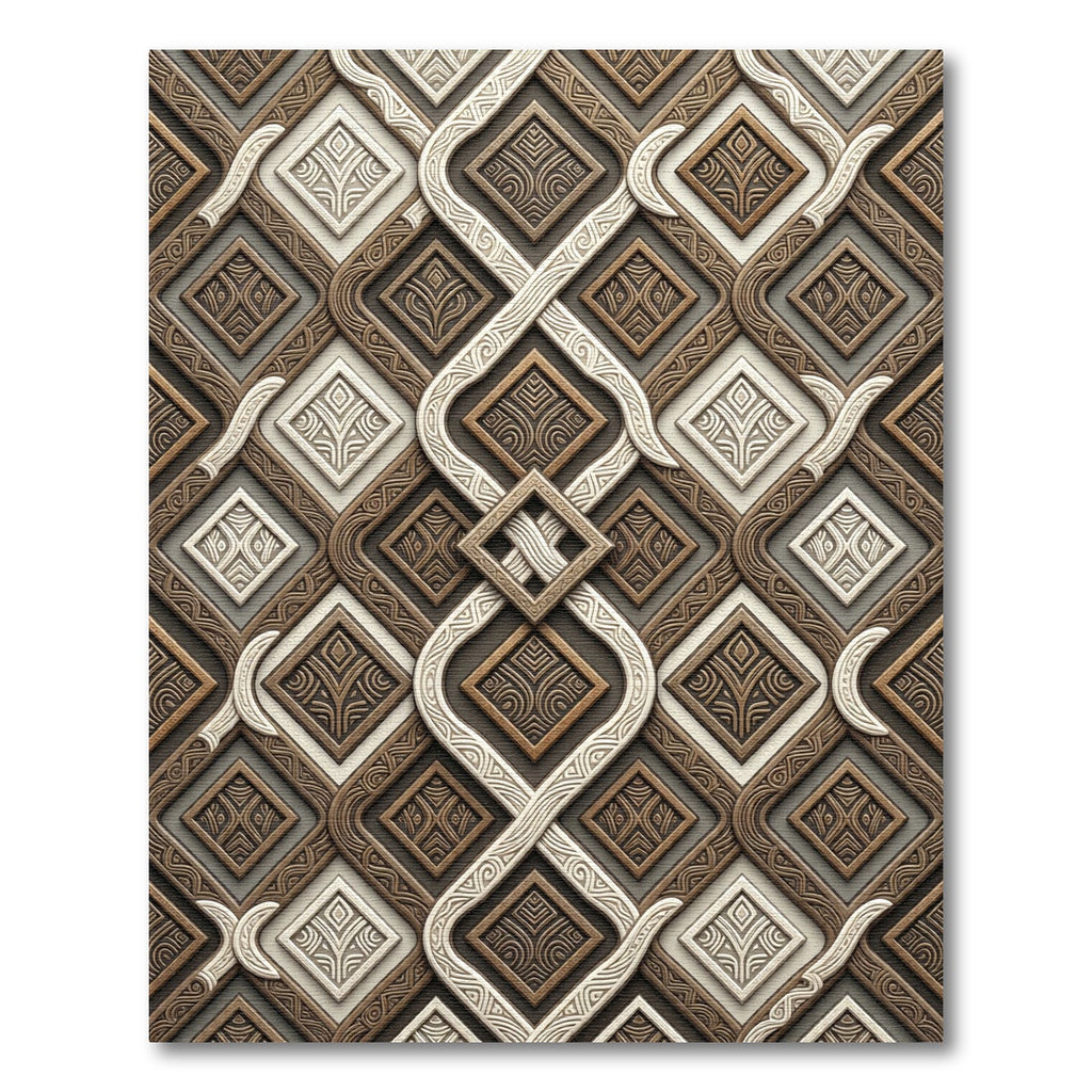 Embossed Geometric Weave Diamond Rug