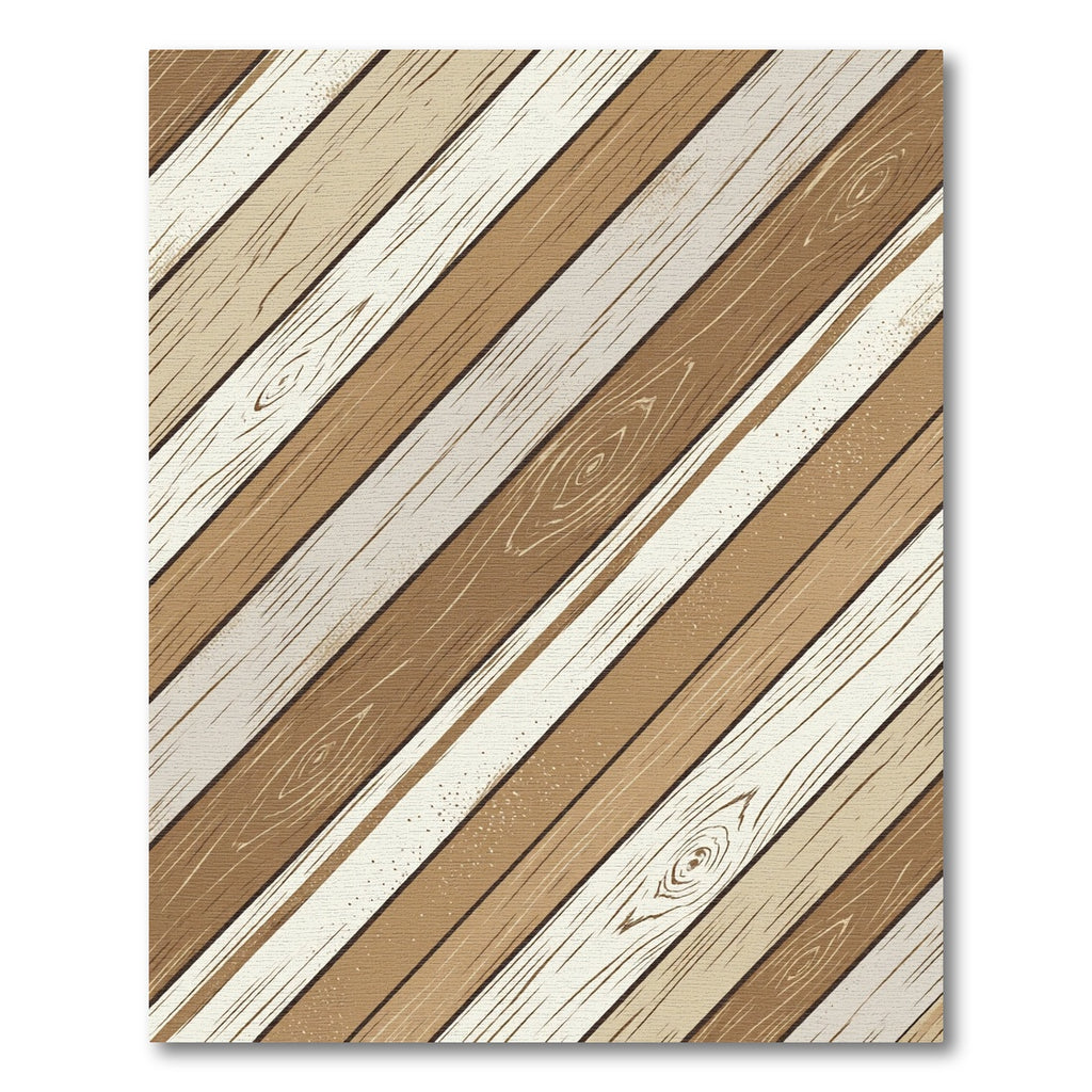 Diagonal Rustic Wood Plank Earth Tones Rug