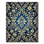 Royal Blue Gold Damask Ornate Scroll Rug