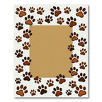 Playful Brown Paw Footprint Border Rug