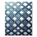 Geometric Navy Blue Lattice Grid Rug