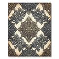 Ornate Black Cream Scrollwork Medallion Rug