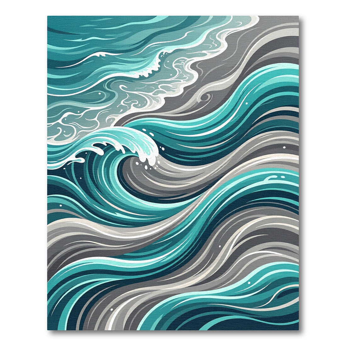 Teal And Gray Wavy Ocean Rug