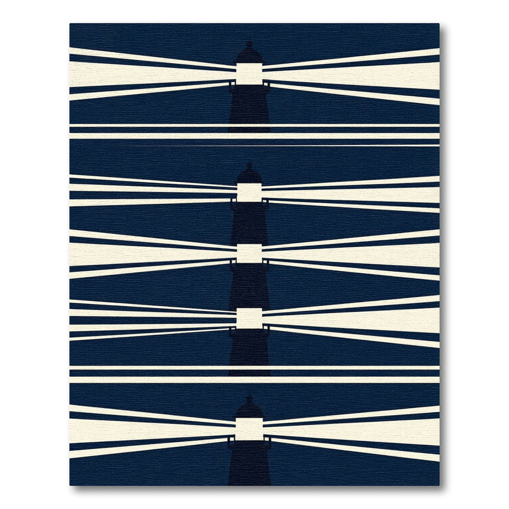 Minimalist Dark Blue Abstract Lighthouse Alignment Rug