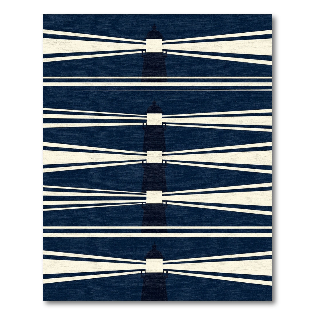 Minimalist Dark Blue Abstract Lighthouse Alignment Rug