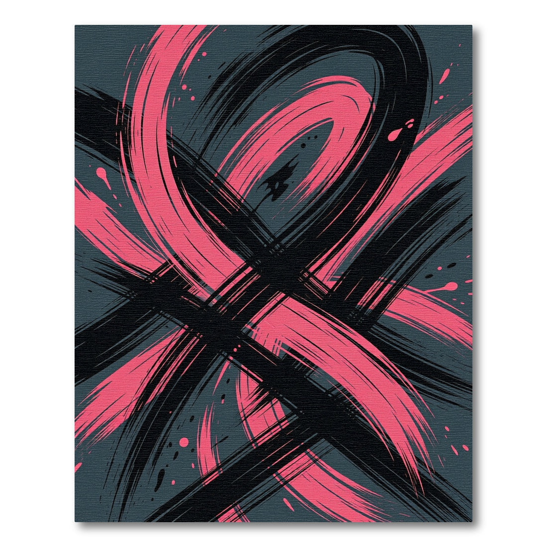 Black and Pink Abstract Brush Stroke Rug