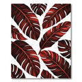Dark Red Tropical Leaf Arrangement Rug