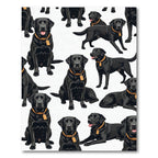 Cheerful Black Labrador Retriever Repeating Illustration Rug