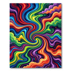 Vibrant Psychedelic Swirling Rainbow Marble Rug