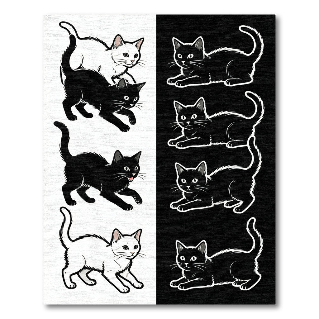 Black and White Feline Collection Rug