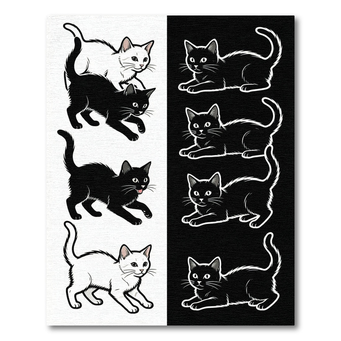 Black and White Feline Collection Rug