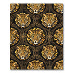 Elegant Golden Leopard Black Art Deco Rug
