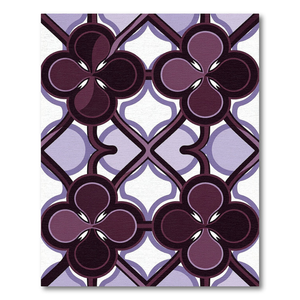 Deep Plum Quatrefoil Geometric Ironwork Rug