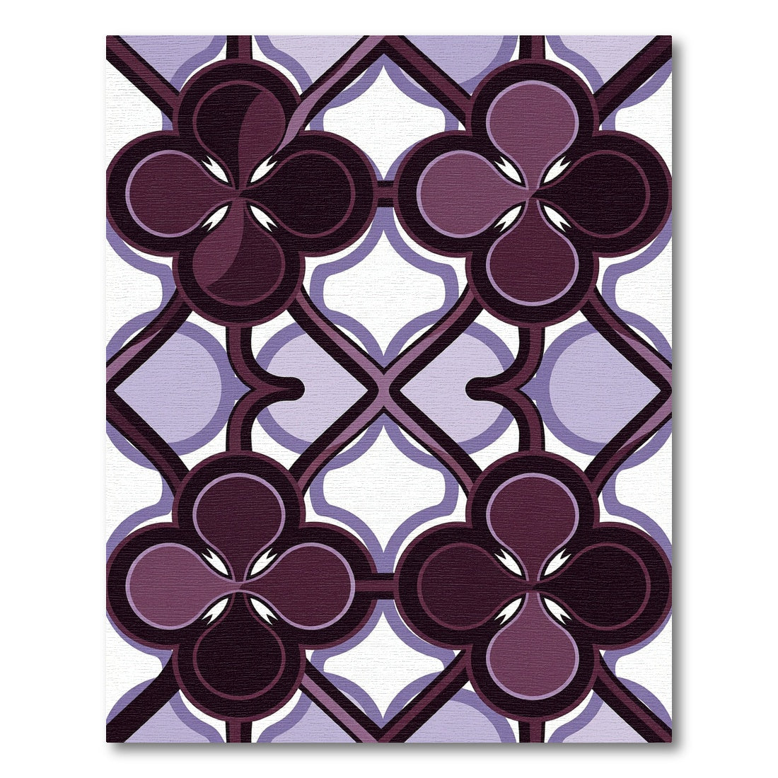 Deep Plum Quatrefoil Geometric Ironwork Rug