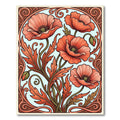 Art Nouveau Poppy Botanical Coral Rug