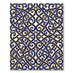 Intricate Royal Blue Ornate Scrolling Swirls Rug