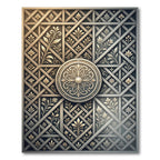 Ornate Silver Floral Lattice Art Rug