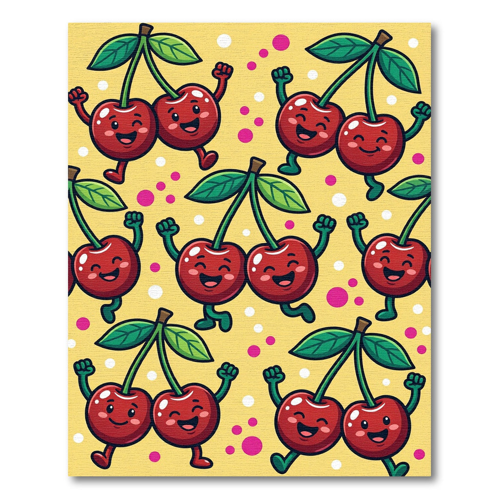 Playful Cheerful Cherry Duo Yellow Backdrop Rug