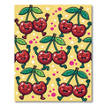 Playful Cheerful Cherry Duo Yellow Backdrop Rug