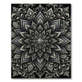 Monochromatic Slate Floral Mandala Rug