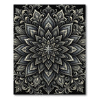 Monochromatic Slate Floral Mandala Rug