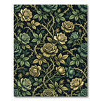 Gothic Sage Gold Rose Vine Rug