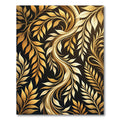 Elegant Golden Foliated Swirl Art Rug