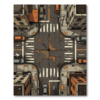 Urban Cityscape Crossroads Cracked Asphalt Rug