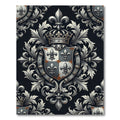 Royal Silver Fleur de Lis Heraldic Scroll Rug