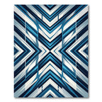 Geometric Navy and Azure Angular Chevron Rug