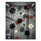 Grayscale Splatter Abstract Tire Tracks Rug