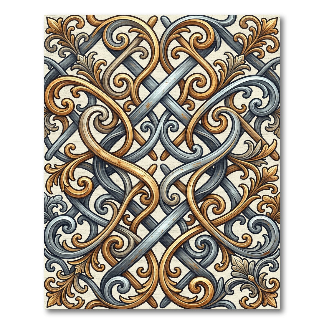 Intricate Gold Gray Celtic Knot Rug